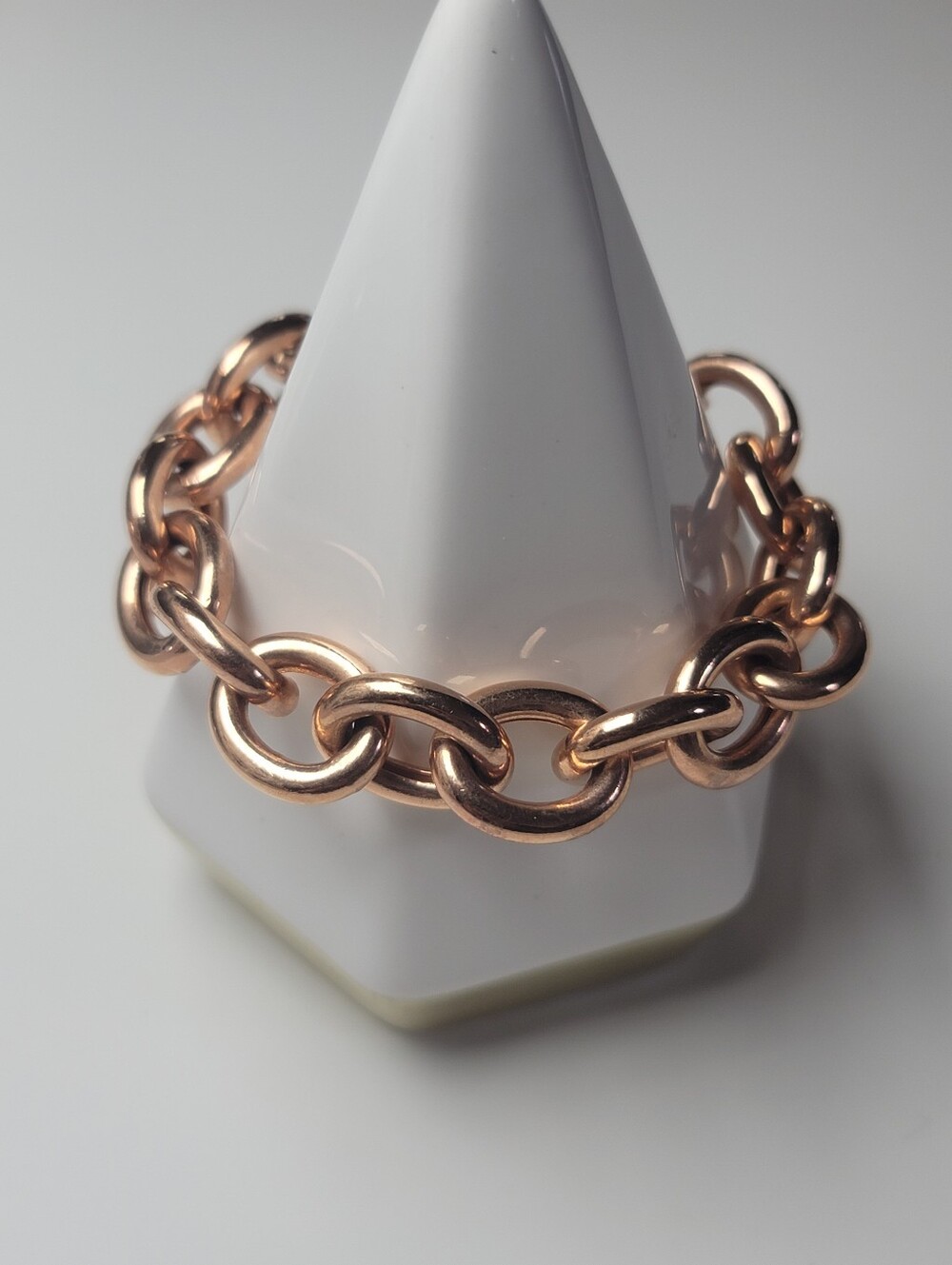 "Italy Bronze Milor" Bracelet Chunky Chain Magnetic Clasp 18k Rose Gold Plated